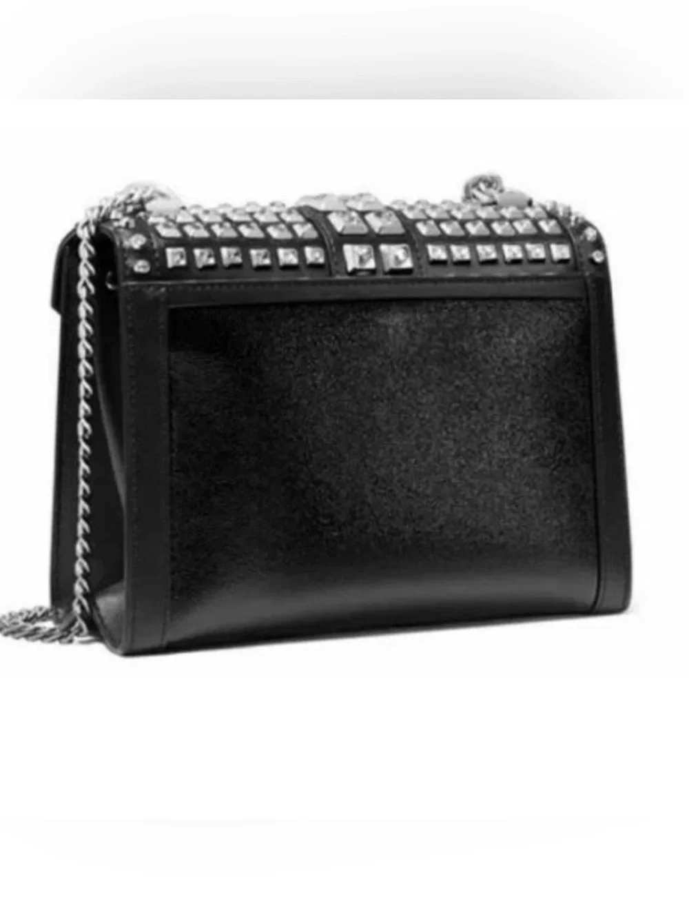 Michael Kors Whitney Black Studded Chain Shoulder Bag/ shorten chain to clutch.